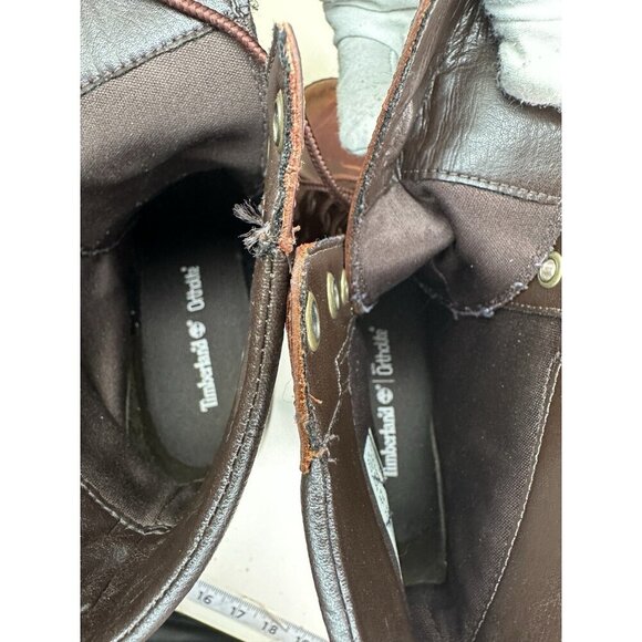 Timberland Glancy Brown Leather Lace Up Ankle Boot A18Z6 Block Heel Womens 8.5 - Picture 9 of 10